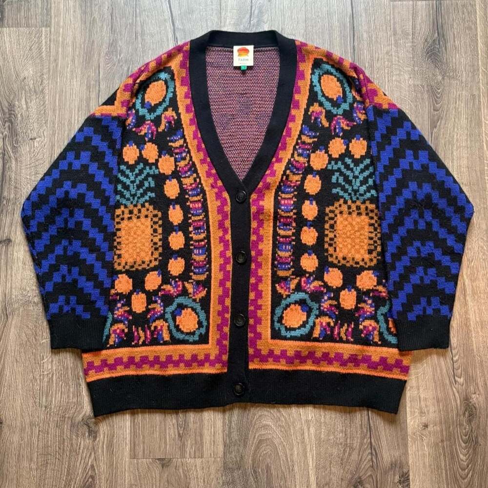 Farm Rio Pineapple Scarf Cardigan Sweater